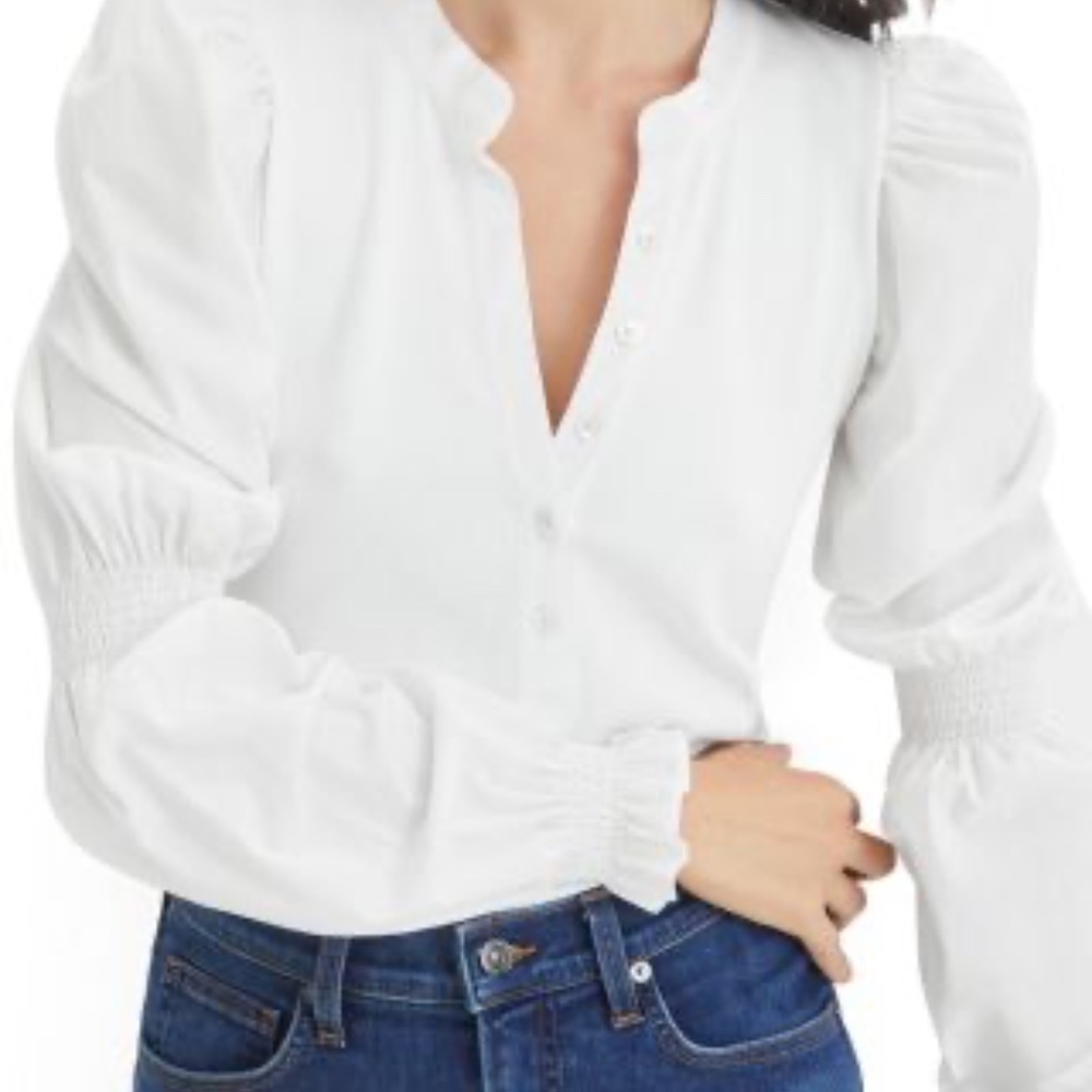 Veronica Beard 'Effy' White Cotton Puff Sleeve Blouse NWT $248 Sz Small $248